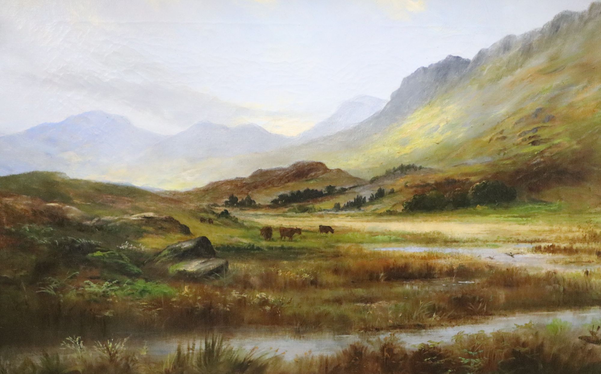 A* Maxwell (19th century), Highland landscape with cattle, 39cm x 60cm